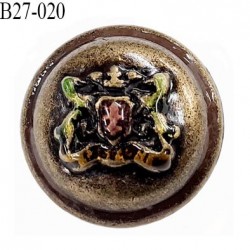 bouton 20 mm en métal style ancien ancien motif en couleur accroche avec un anneau diamètre 20 millimètres
