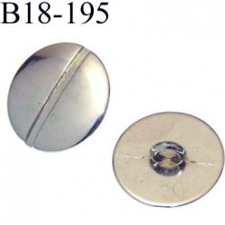 bouton 18 mm couleur chromé brillant en métal accroche avec un anneau au dos diamètre 18 mm