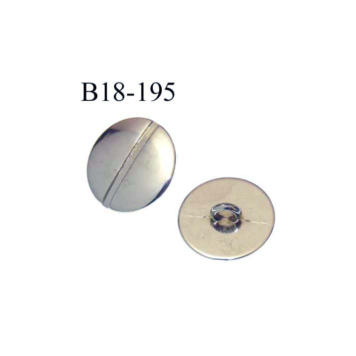 bouton 18 mm couleur chromé brillant en métal accroche avec un anneau au dos diamètre 18 mm