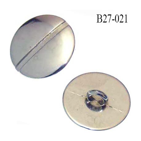 bouton 27 mm couleur chromé brillant en métal accroche avec un anneau au dos diamètre 27 mm