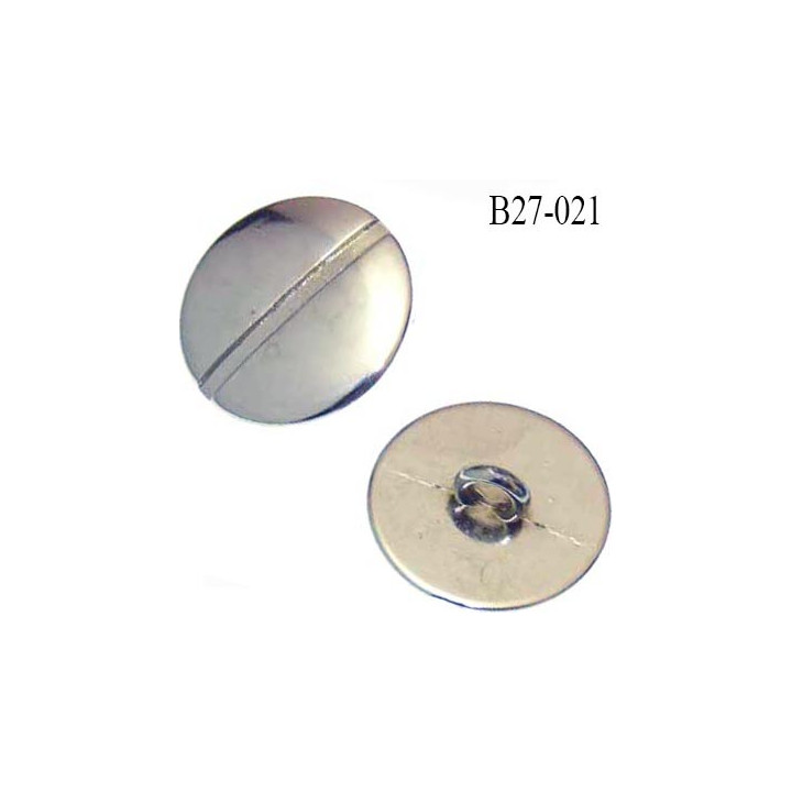 bouton 27 mm couleur chromé brillant en métal accroche avec un anneau au dos diamètre 27 mm