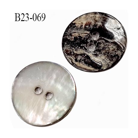 bouton diamètre 23 mm en nacre 2 trous épaisseur 2 mm très beau diamètre 23 mm