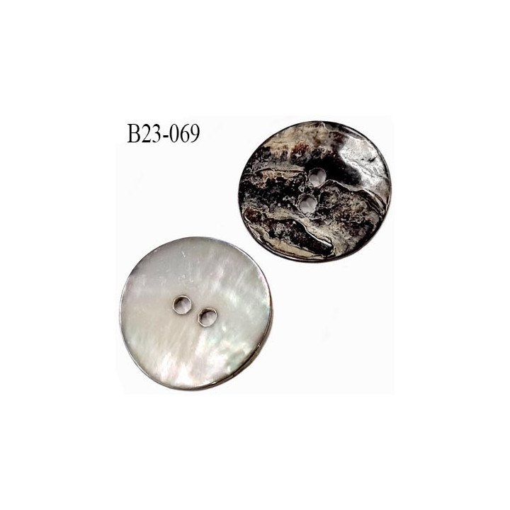 bouton diamètre 23 mm en nacre 2 trous épaisseur 2 mm très beau diamètre 23 mm