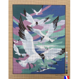 Canevas à broder 50 x 60 cm  thème LES MOUETTES made in France