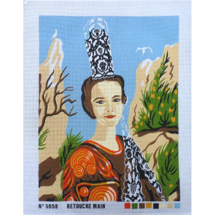 Canevas à broder 50 x 60 cm  thème LA COIFFE BRETONNE