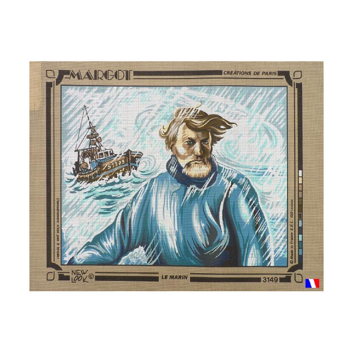 Canevas à broder 50 x 65 cm marque MARGOT création de Paris thème le marin fabrication française