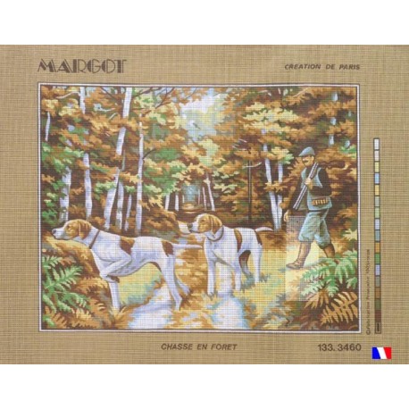 Canevas à broder 50 x 65 cm marque MARGOT création de Paris thème chasse en foret fabrication française