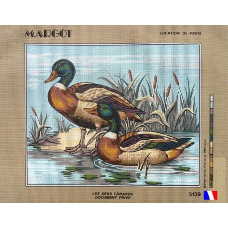 Canevas à broder 50 x 65 cm marque MARGOT création de Paris thème les deux canards fabrication française