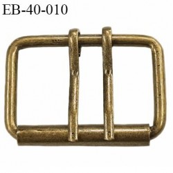 Boucle ceinture 40 mm avec double ardillon métal style laiton ancien largeur intérieur 4 cm  hauteur 35 mm  extérieur 48 mm