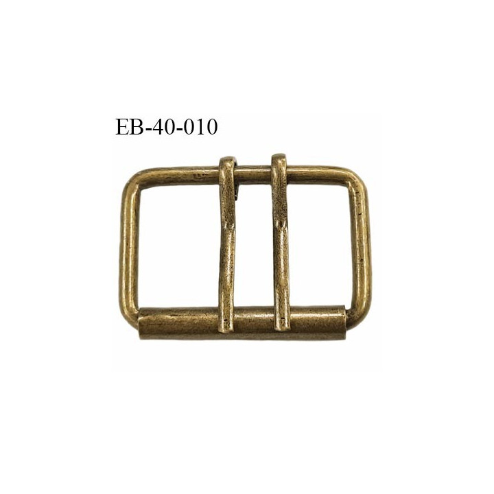 Boucle ceinture 40 mm avec double ardillon métal style laiton ancien largeur intérieur 4 cm  hauteur 35 mm  extérieur 48 mm