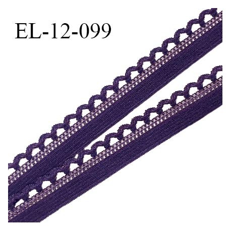 Elastique picot 12 mm lingerie haut de gamme couleur violet foncé (nuit ambrée) fabriqué en France largeur 12 mm prix au mètre