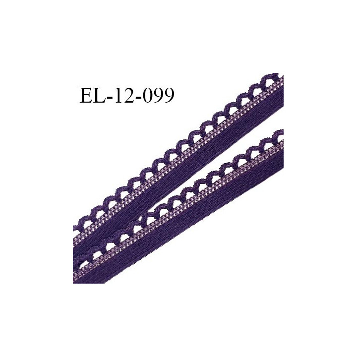 Elastique picot 12 mm lingerie haut de gamme couleur violet foncé (nuit ambrée) fabriqué en France largeur 12 mm prix au mètre