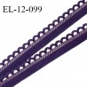 Elastique picot 12 mm lingerie haut de gamme couleur violet foncé (nuit ambrée) fabriqué en France largeur 12 mm prix au mètre