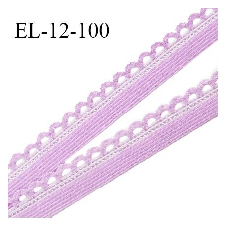 Elastique picot 12 mm lingerie haut de gamme couleur parme (myosotis) fabriqué en France largeur 12 mm prix au mètre