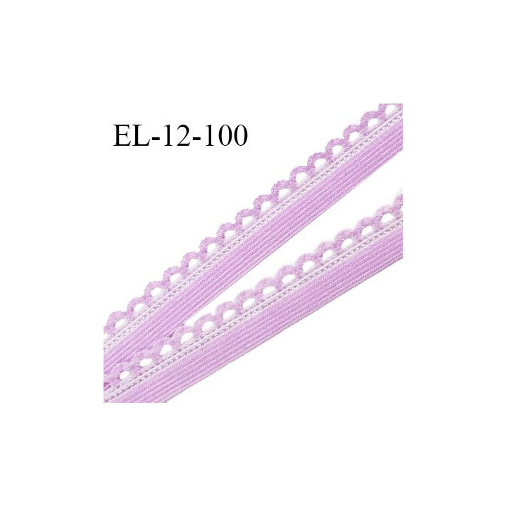 Elastique picot 12 mm lingerie haut de gamme couleur parme (myosotis) fabriqué en France largeur 12 mm prix au mètre