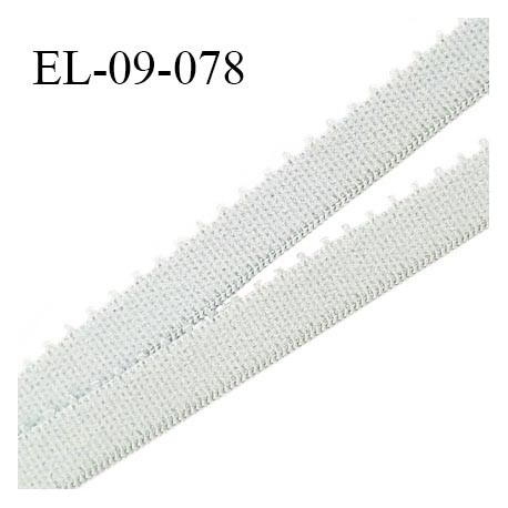 Elastique picot 9 mm lingerie couleur gris pâle (galaxie) largeur 9 mm haut de gamme Fabriqué en France prix au mètre