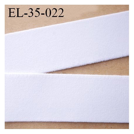 élastique 35 mm aspect velours spécial lingerie et sport très belle qualité couleur blanc doux certifié oeko tex prix au mètre