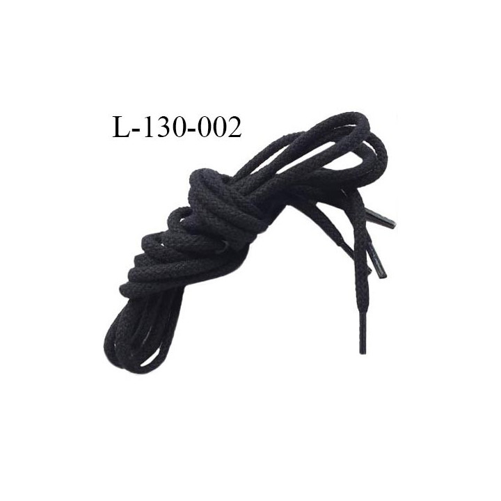 Lacet rond 130 cm couleur noir anthracite fabrication française diamètre 4.5 mm longueur 130 cm embout gainé prix pour une paire