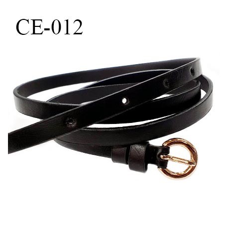 Ceinture 105 cm façon cuir couleur noir et boucle couleur or longueur 105 cm largeur 10 mm épaisseur 2 mm prix à l'unité