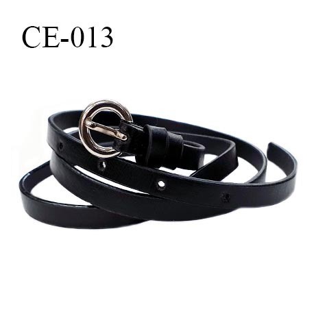 Ceinture 105 cm façon cuir couleur noir et boucle couleur argent longueur 105 cm largeur 10 mm épaisseur 2 mm prix à l'unité