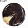 Bouton 30 mm en pvc couleur marron foncé veiné ivoire brillant 4 trous diamètre 30 mm épaisseur 6.8 mm prix à l'unité