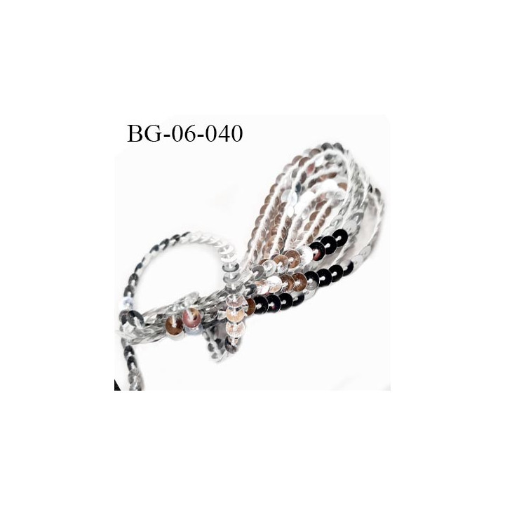 galon ruban sequin magnifique largeur 6 mm couleur argent chromé très brillant prix au mètre