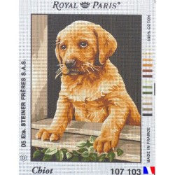 Canevas à broder 22 x 30 cm marque ROYAL PARIS thème CHIOT fabrication française