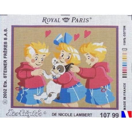 Canevas à broder 22 x 30 cm marque ROYAL PARIS thème LES TRIPLES de Nicole LAMBERT fabrication française
