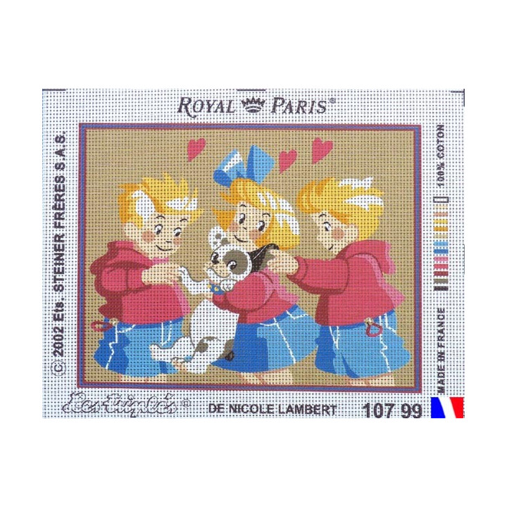 Canevas à broder 22 x 30 cm marque ROYAL PARIS thème LES TRIPLES de Nicole LAMBERT fabrication française