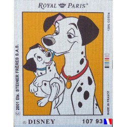 Canevas à broder 22 x 30 cm marque ROYAL PARIS thème DISNEY les 101 dalmatiens fabrication française