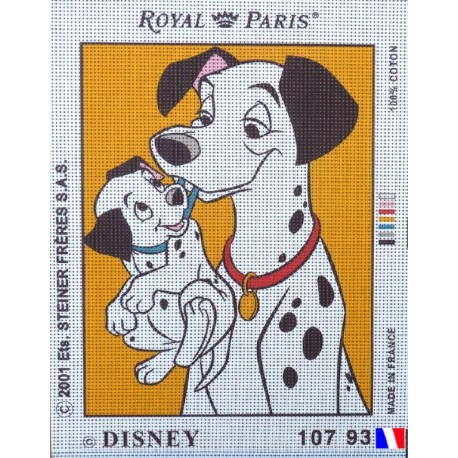 Canevas à broder 22 x 30 cm marque ROYAL PARIS thème DISNEY les 101 dalmatiens fabrication française