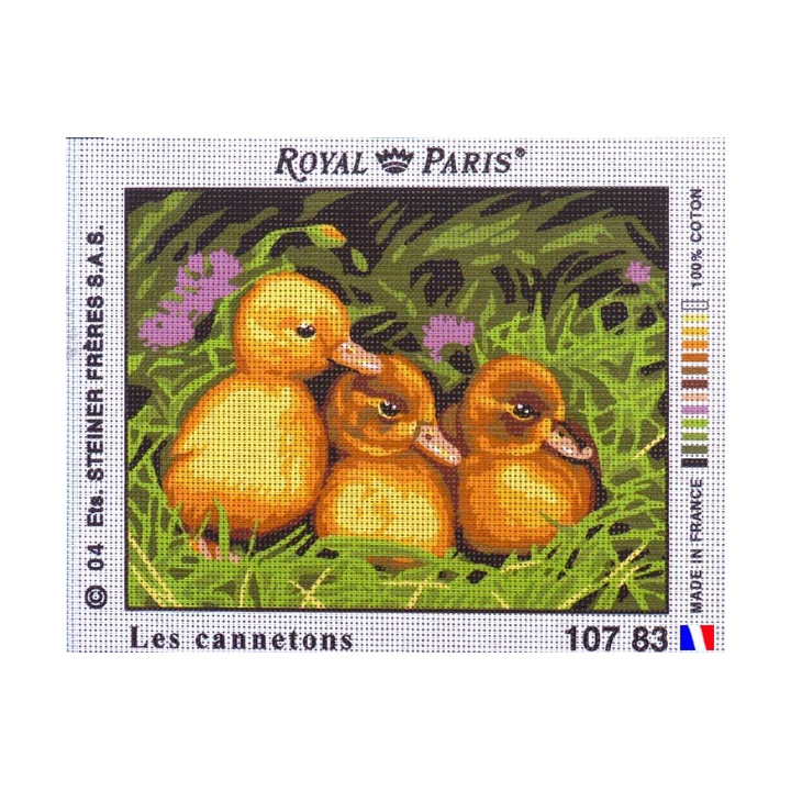 Canevas à broder 22 x 30 cm marque ROYAL PARIS thème LES CANNETONS fabrication française