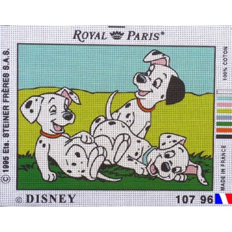 Canevas à broder 22 x 30 cm marque ROYAL PARIS thème DISNEY les 101 dalmatiens fabrication française