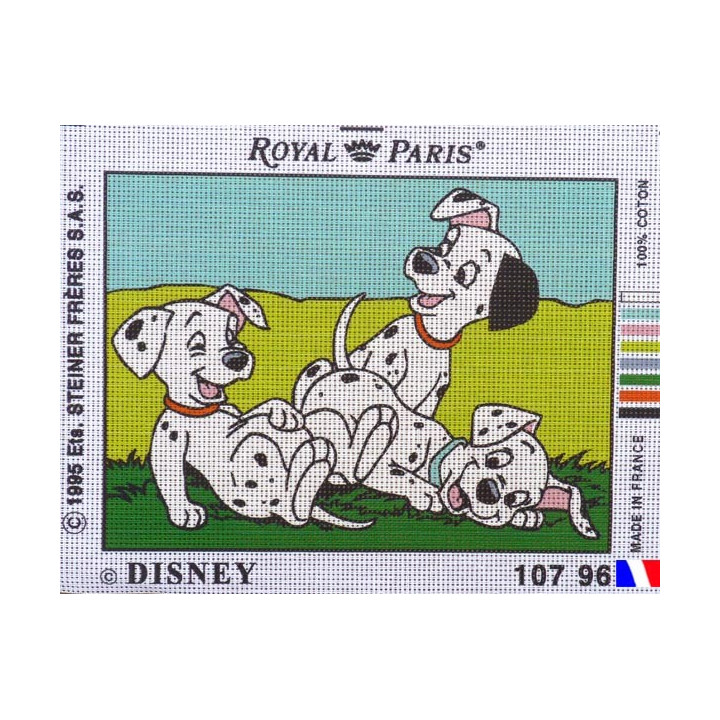 Canevas à broder 22 x 30 cm marque ROYAL PARIS thème DISNEY les 101 dalmatiens fabrication française