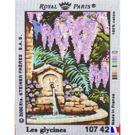 Canevas à broder 22 x 30 cm marque ROYAL PARIS thème les glycines fabrication française