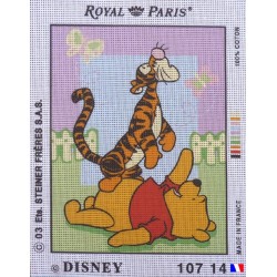 Canevas à broder 22 x 30 cm marque ROYAL PARIS thème DISNEY Winnie the pooh et Tigrou fabrication française