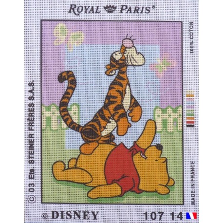 Canevas à broder 22 x 30 cm marque ROYAL PARIS thème DISNEY Winnie the pooh et Tigrou fabrication française