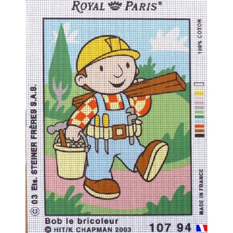 Canevas à broder 22 x 30 cm marque ROYAL PARIS thème Bob le bricoleur fabrication françaiseq