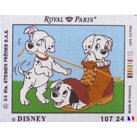 Canevas à broder 22 x 30 cm marque ROYAL PARIS thème DISNEY les 101 dalmatiens fabrication française