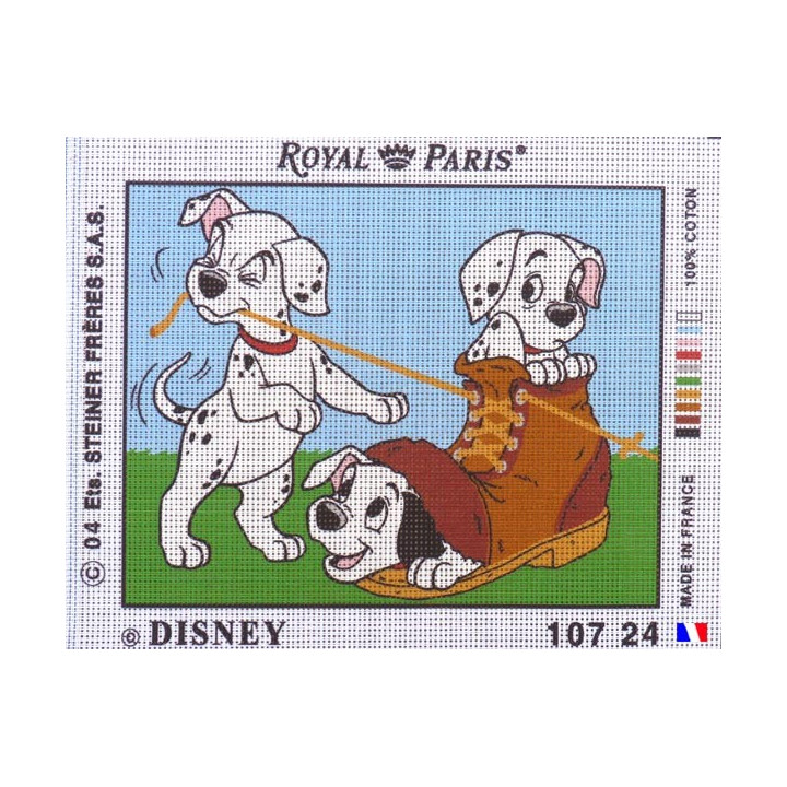 Canevas à broder 22 x 30 cm marque ROYAL PARIS thème DISNEY les 101 dalmatiens fabrication française