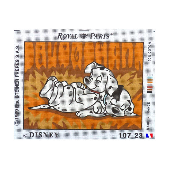 Canevas à broder 22 x 30 cm marque ROYAL PARIS thème DISNEY les 101 dalmatiens FABRICATION FRANCAISE
