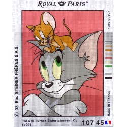 Canevas à broder 22 x 30 cm marque ROYAL PARIS thème TOM ET JERRY fabrication française