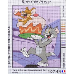 Canevas à broder 22 x 30 cm marque ROYAL PARIS thème TOM ET JERRY fabrication française