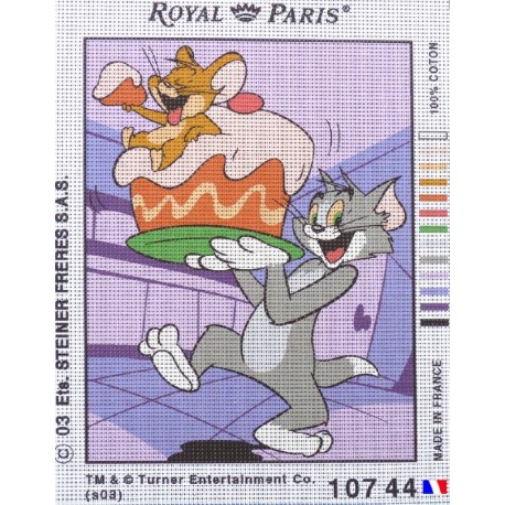 Canevas à broder 22 x 30 cm marque ROYAL PARIS thème TOM ET JERRY fabrication française