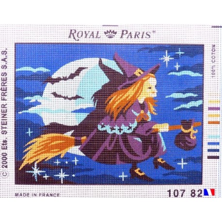 Canevas à broder 22 x 30 cm marque ROYAL PARIS thème LA SORCIERE fabrication française