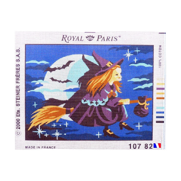 Canevas à broder 22 x 30 cm marque ROYAL PARIS thème LA SORCIERE fabrication française