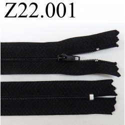 fermeture zip à glissière longueur 22 cm couleur noir non séparable zip nylon largeur 2.5 cm