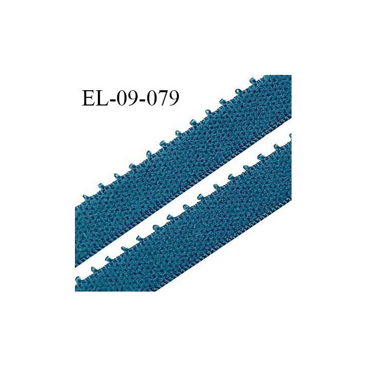 Elastique picot 9 mm lingerie couleur bleu fleur de lagune largeur 9 mm haut de gamme Fabriqué en France prix au mètre
