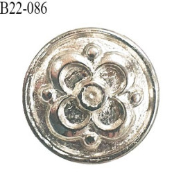 Bouton 22 mm en métal couleur argent accroche avec un anneau diamètre 22 mm épaisseur 3.5 mm prix à l'unité