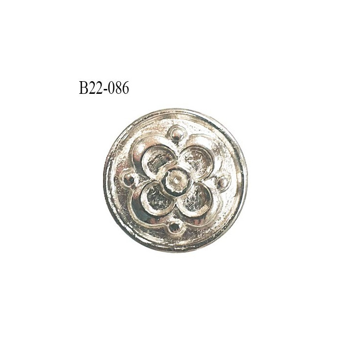 Bouton 22 mm en métal couleur argent accroche avec un anneau diamètre 22 mm épaisseur 3.5 mm prix à l'unité
